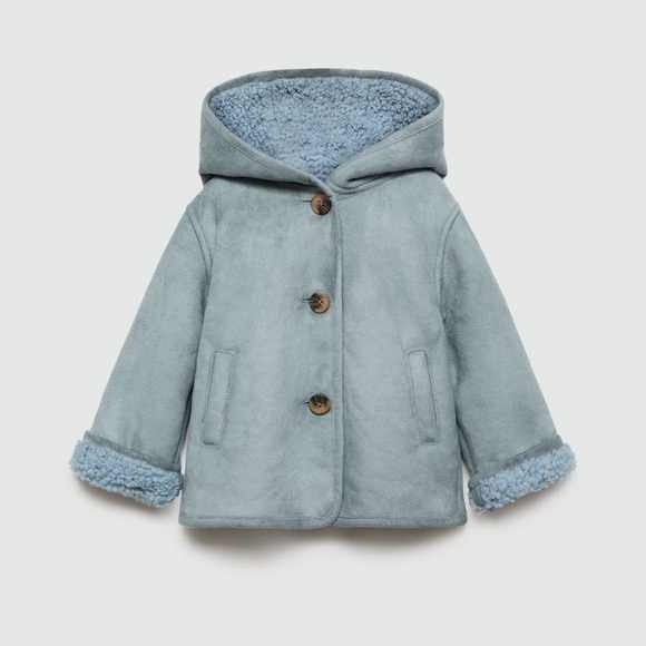 MANGO KIDS COAT WITH SHEARLING-EFFECT LINING - Picture 1 of 13